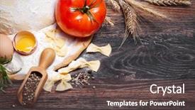  Presentation with pizza pasta - Cool new PPT layouts with ingredients for homemade pasta backdrop and a dark gray colored foreground