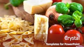  Presentation with italian cuisine - Amazing PPT layouts having ingredients for italian dish backdrop and a tawny brown colored foreground