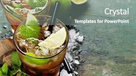  Presentation with sugar cubes - Amazing presentation theme having ingredients for making mojitos ice cubes mint leaves sugar and lime on rustic background backdrop and a gray colored foreground