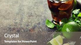  Presentation with sugar cubes - Presentation design consisting of ingredients for making mojitos ice cubes mint leaves sugar and lime on rustic background background and a gray colored foreground