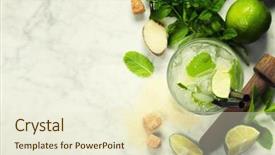  Presentation with sugar cubes - Cool new presentation theme with ingredients for making mojitos ice cubes mint leaves sugar and lime on rustic background backdrop and a cream colored foreground