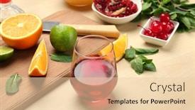  Presentation with tequila - PPT theme having ingredients-for-mixing-tequila-sunrise background and a lemonade colored foreground
