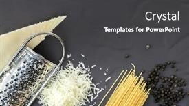  Presentation with slate - Slide deck featuring ingredients-for-pasta-with-pecorino background and a dark gray colored foreground