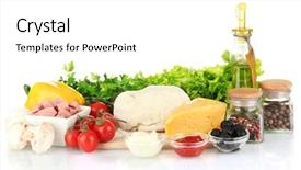  Presentation with pizza - Slide deck having ingredients for pizza isolated on white background and a white colored foreground