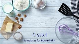  Presentation with wooden - PPT layouts featuring ingredients for preparation of pancakes on wooden background background and a lemonade colored foreground