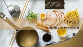  Presentation with ramen - Amazing presentation having ingredients-for-ramen-top-view backdrop and a yellow colored foreground