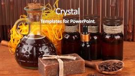  Presentation with making soap - Cool new PPT theme with ingredients for soap making on brown background backdrop and a tawny brown colored foreground