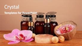  Presentation with making soap - Presentation having ingredients for soap making background and a coral colored foreground