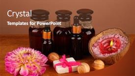  Presentation with making soap - PPT theme having ingredients-for-soap-making background and a tawny brown colored foreground