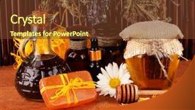  Presentation with making soap - Beautiful slides featuring ingredients for soap making backdrop and a tawny brown colored foreground