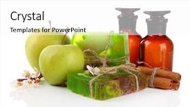  Presentation with hand soap - Audience pleasing slide deck consisting of ingredients for soap making backdrop and a white colored foreground