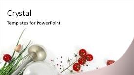  Presentation with healthy soup - PPT theme enhanced with ingredients for soup top view bio healthy food organic vegetables background and a white colored foreground