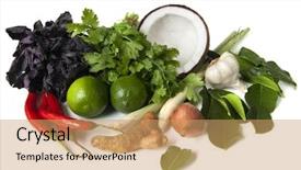  Presentation with thai food - PPT theme enhanced with ingredients for thai food ready background and a coral colored foreground