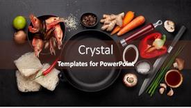  Presentation with shrimps - Audience pleasing presentation theme consisting of ingredients-for-wok-cooking backdrop and a tawny brown colored foreground