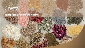  Presentation with dietary supplements - Amazing slide set having ingredients to heal skin disorders backdrop and a coral colored foreground