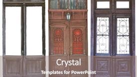  Presentation with aged - Beautiful slide deck featuring ingress - set of aged doors isolated backdrop and a gray colored foreground