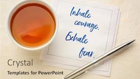  Presentation with inhale - Cool new slides with inhale-courage-exhale-fear-reminder backdrop and a lemonade colored foreground