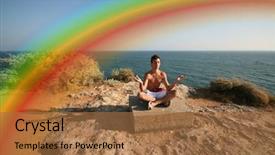  Presentation with inhale - Slide deck consisting of inhale exhale - man doing yoga background and a coral colored foreground