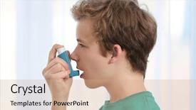 Presentation with asthma - PPT theme consisting of inhaler for asthma and respiratory background and a coral colored foreground