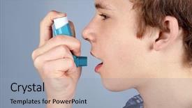  Presentation with inhaler - Amazing PPT theme having inhaler for asthma and respiratory backdrop and a light blue colored foreground