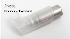  Presentation with inhaler - Beautiful PPT theme featuring inhaler-with-a-drug backdrop and a white colored foreground
