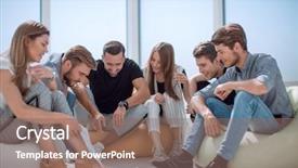  Presentation with initiative - Colorful slide set enhanced with initiatives - group of initiative young people backdrop and a violet colored foreground