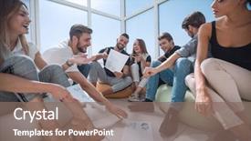  Presentation with initiative - Cool new slide deck with initiatives - group of initiative young people backdrop and a violet colored foreground