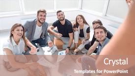  Presentation with initiative - Theme featuring initiatives - group of initiative young people background and a coral colored foreground