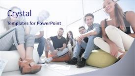  Presentation with initiative - PPT theme enhanced with initiatives - group of initiative young people background and a sky blue colored foreground