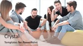  Presentation with initiative - Presentation with initiatives - group of initiative young people background and a coral colored foreground