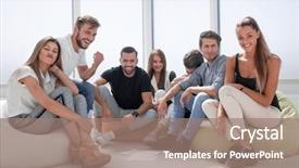  Presentation with initiative - Presentation enhanced with initiatives - group of initiative young people background and a coral colored foreground