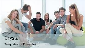  Presentation with initiative - Beautiful slides featuring initiatives - group of initiative young people backdrop and a light blue colored foreground