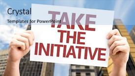  Presentation with initiative - Audience pleasing PPT layouts consisting of initiatives - take the initiative card backdrop and a light blue colored foreground