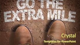  Presentation with extra mile - Presentation theme with initiatives - top view of boot background and a tawny brown colored foreground