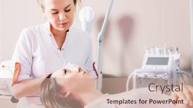  Presentation with aesthetic medicine - Presentation consisting of injectable-tissue-stimulator-on-woman background and a coral colored foreground