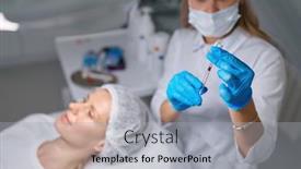  Presentation with beauty salon - PPT layouts with injection-cosmetology-at-professional-beauty background and a light gray colored foreground