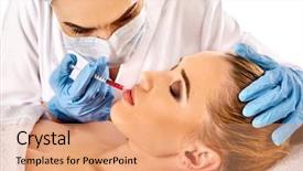  Presentation with woman world - Presentation theme having injection for female forehead face background and a coral colored foreground