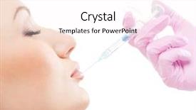  Presentation with injection - Audience pleasing PPT layouts consisting of injection in her face backdrop and a pink colored foreground