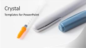  Presentation with insulin - Presentation consisting of injection pen and disposable insulin background and a white colored foreground