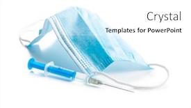  Presentation with face mask - Beautiful presentation featuring injection-syringe-and-protection-face backdrop and a white colored foreground