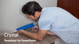  Presentation with pest control - Colorful slide deck enhanced with injection while standing at home backdrop and a  colored foreground