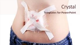  Presentation with anatomy abdomen - Theme enhanced with injured abdomen with adhesive bandage background and a  colored foreground