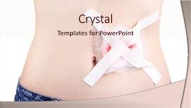  Presentation with anatomy abdomen - Beautiful theme featuring injured abdomen with adhesive bandage backdrop and a lemonade colored foreground