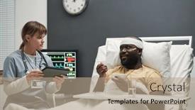  Presentation with hospital bed - Slide set with injured-african-american-man background and a coral colored foreground