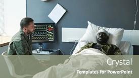  Presentation with hospital bed - Theme consisting of injured-african-american-soldier background and a gray colored foreground