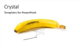  Presentation with suture - Slides with injured banana being sutured background and a white colored foreground