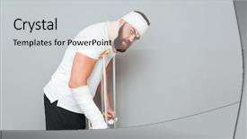  Presentation with walking young wild jaguar - PPT theme consisting of injured bearded young man walking background and a light gray colored foreground