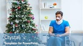  Presentation with collage of families celebrating christmas - Amazing slides having injured-disabled-man-celebrating-christmas backdrop and a teal colored foreground