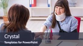  Presentation with employee - Presentation theme with injured employee visiting lawyer background and a tawny brown colored foreground