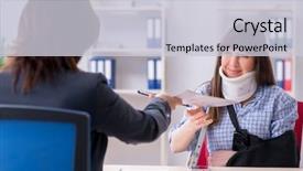  Presentation with health insurance - Beautiful theme featuring injured employee visiting lawyer backdrop and a light gray colored foreground